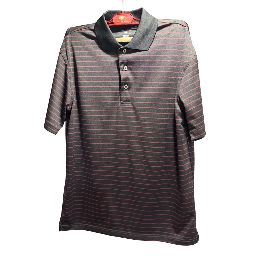 George Golf Mens Small Black Red Striped Performance Polo Shirt S 34-36 RN81897